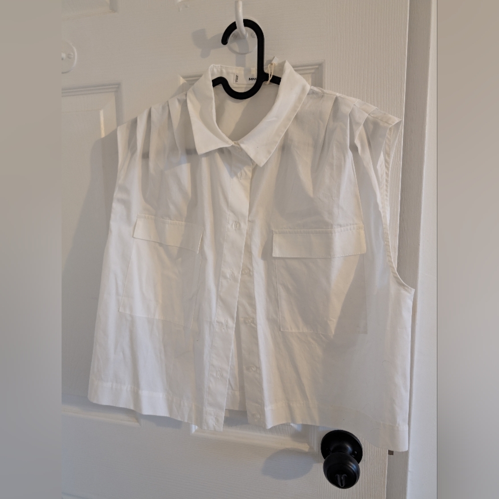 MNG pleated shoulder top